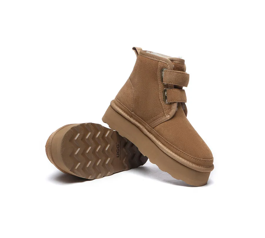 Australian Shepherd Hook and Loop Platform Ugg Boots Women Vigour