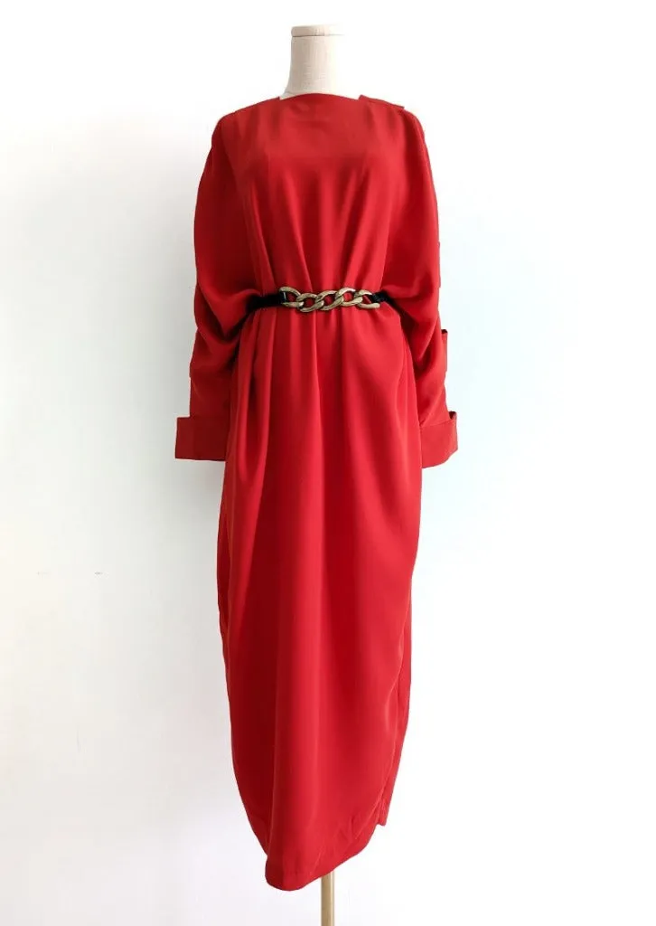 Bold Red Cut-Out Sleeves Dress