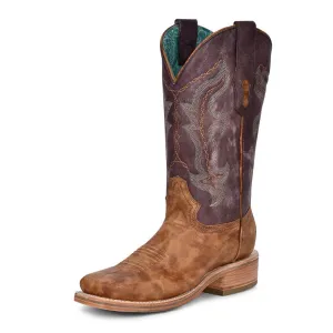 Corral | Embroidery | Wide Sq. Toe | Sand/Purple