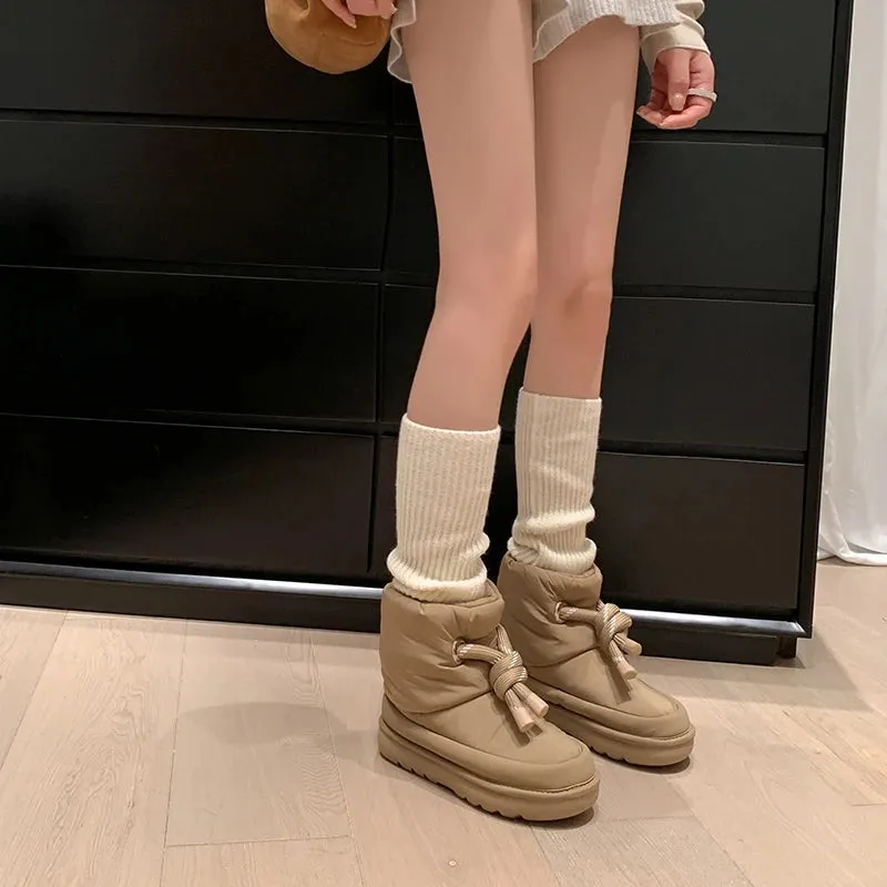 Hnzxzm Women's Winter Warm Plush Cotton Padded Shoes Thick Bottom Waterproof Down Snow Boots Woman Non-Slip Platform Ankle Boots