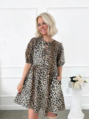 Spotted In Style Leopard Bow Mini Dress