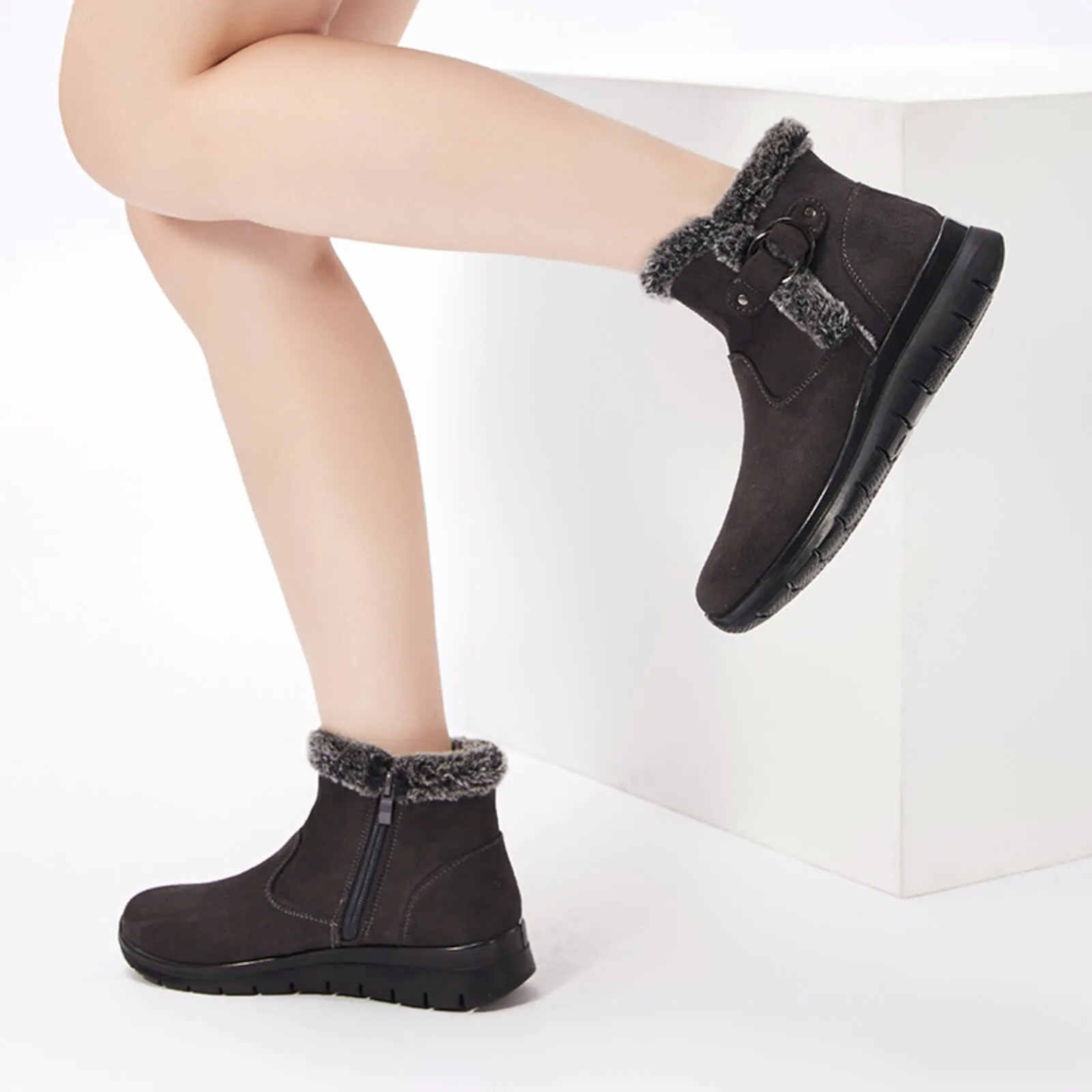 Super Soft Fur Lining Stitching Ankle Snow Boots