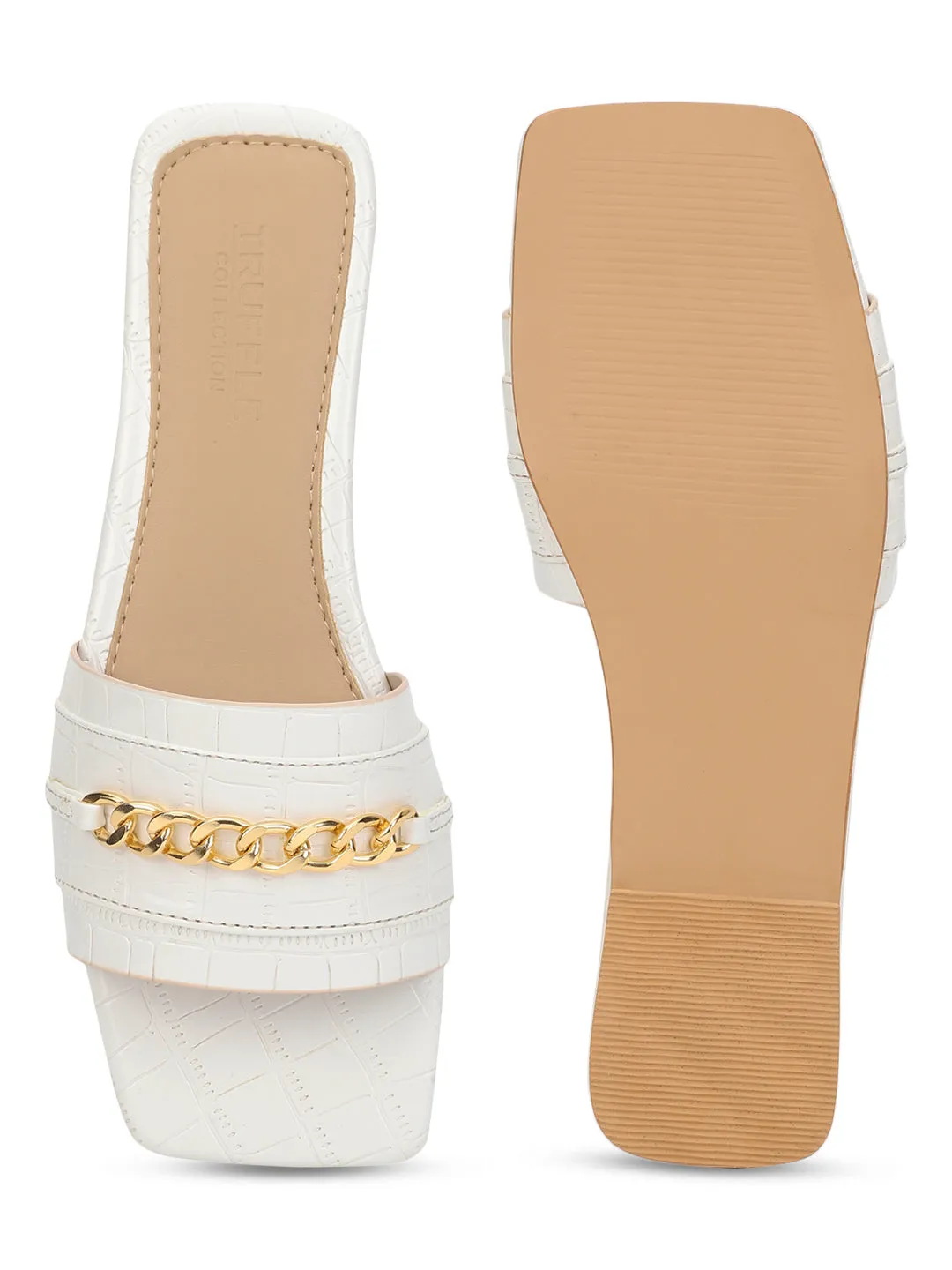 White Croc Patent Slip-On Flats (TC-ST-002-WHT)