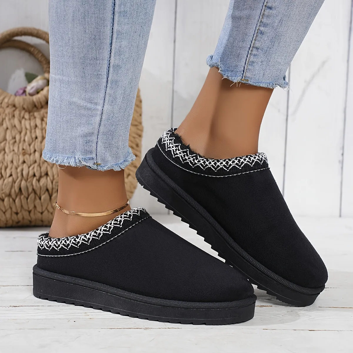 Women's Solid Color Fluffy Boots, Platform Soft Sole Thermal Lining Winter Boots, Non-slip Warm Snow Boots
